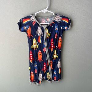 Little Sleepies Space Explorer bamboo shorty zippy romper